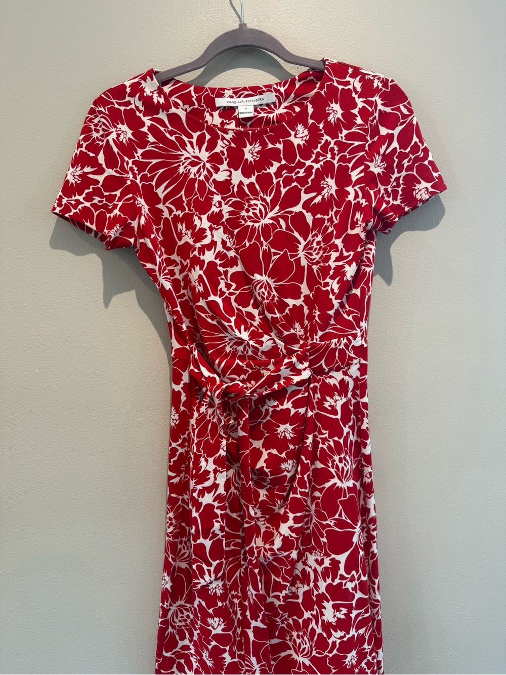 Diane Von Furstenberg Red and White Floral Midi Dress